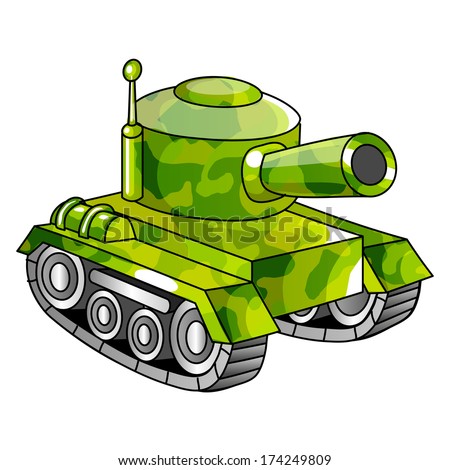 Cartoon military tank. Vector illustration. - stock vector