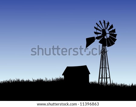 Windmill Silhouette Clip Art