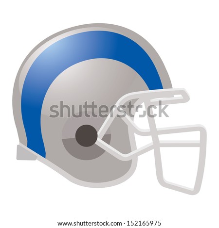 football helmet in white color with blue stripe - stock vector