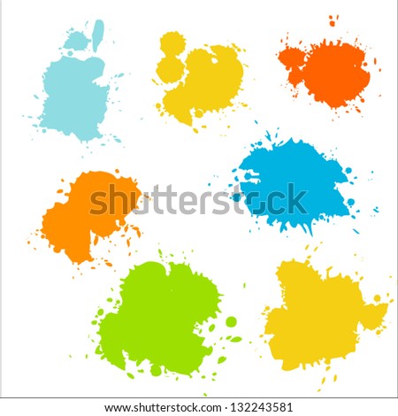 Collection Black Paint Splash Vector Set Stock Vector 128620763