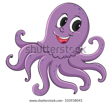 Purple Octopus On A White Background - Stock Vector