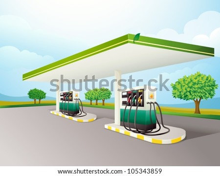 Fuel Station Hand Drawn Sketch Illustration Stock Vector 105337844