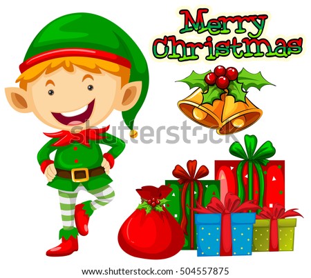 Illustration Playful Santa Elves On White Stock Vector 164043461 - Shutterstock