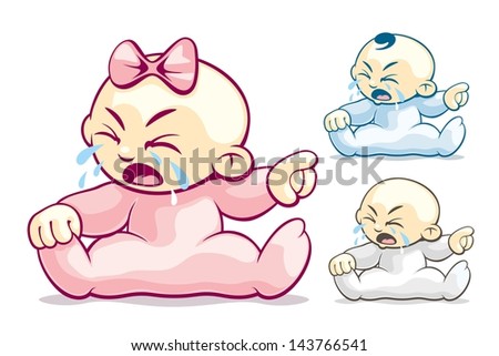 Cranky and Crying/The kid is naughty and needs attention - stock photo