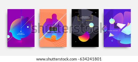 Fluid shapes poster covers set with modern hipster and memphis background colors. Futuristic composition. Eps10 vector templates for placards, banners, flyers, presentations and annual reports. Fluid shapes poster covers set with modern hipster and memphis background colors. Futuristic composition. Eps10 vector templates for placards, banners, flyers, presentations and annual reports.