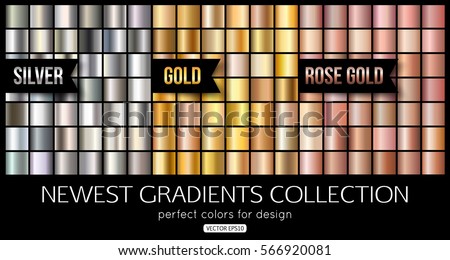 Set of rose gold, silver gradients. Shiny gold texture, vector illustration Set of rose gold, silver gradients. Shiny gold texture, vector illustration