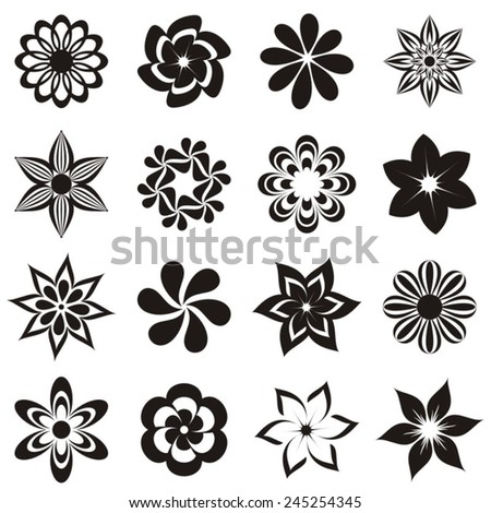 Flower Vector Black White Stock Vector 135150803 - Shutterstock