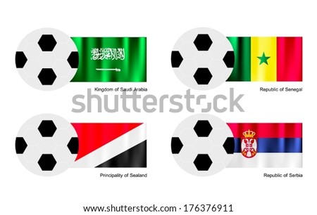 An Illustration of Soccer Balls or Footballs with Flags of Saudi 