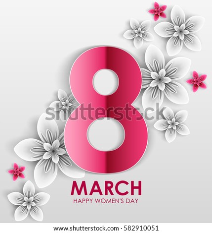 8 March holiday. Origami Greeting card with paper Flowers. International Happy Women's Day. Vector eps10 8 March holiday. Origami Greeting card with paper Flowers. International Happy Women's Day. Vector eps10
