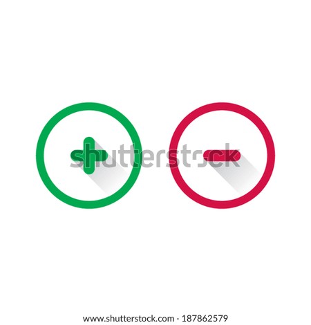 minus icons plus negative positive vector shutterstock