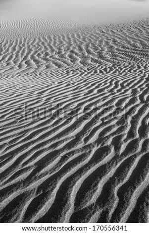 Monochrome, abstract sand patterns in the Sand Dunes of Mesquite Flats 