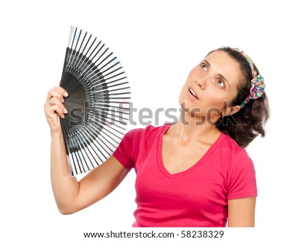 Pretty Girl Fanning Herself - Stock Photo