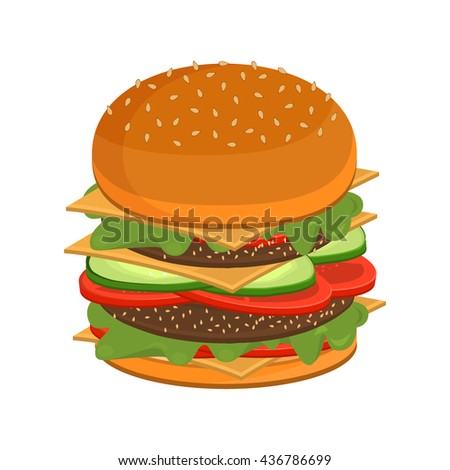 Cartoon Hamburger Stock Vector 154188884 - Shutterstock