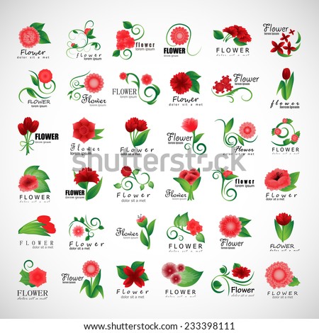 Flower Icons Set Isolated On White Stock Vector Shutterstock