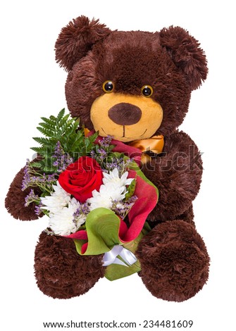 teddy bear holding a flower