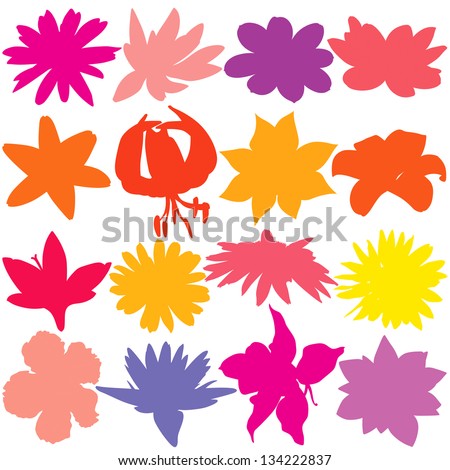 Flower Silhouette Set Stock Vector 134222837 - Shutterstock