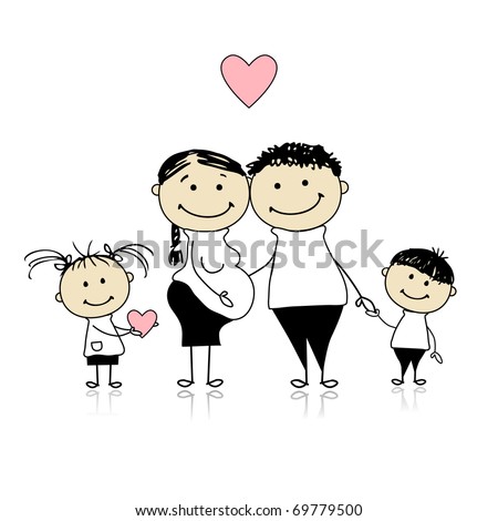 Happy Family Smiling Together Father Children Stock Vector 63346867 