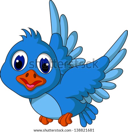More Similar Stock Images Of Cute Blue Bird Flying Cartoon