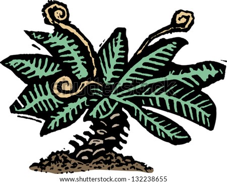 Black White Vector Illustration Fern Leaf Stock Vector 132343508