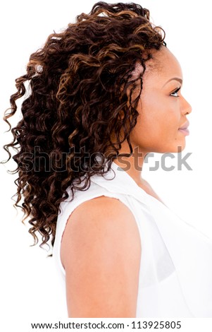 Black woman with an afro - isolated over a white background - stock photo