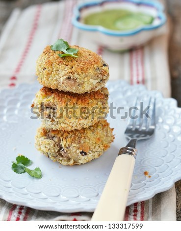 Про стоки beans croquette with cucamber sause - stock photo