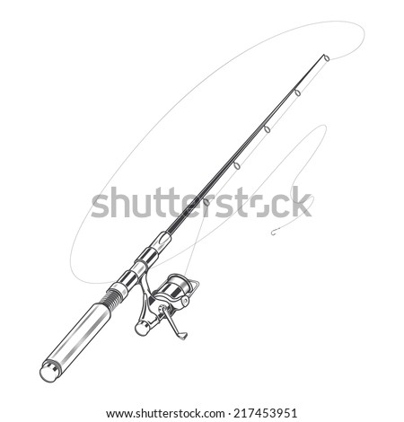 Red Fishing Rod Spinning Bait Isolated Stock Vector 217851091