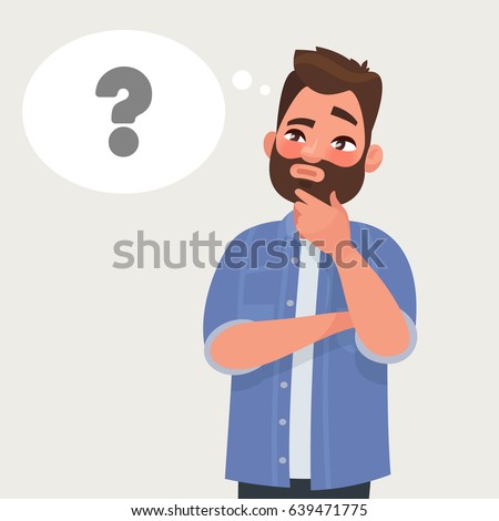 Man is thinking. Question mark. Vector illustration in cartoon style Man is thinking. Question mark. Vector illustration in cartoon style