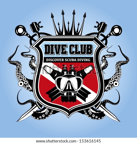 Scuba+Dive+Logos ... scuba diving club and underwater swimming with elements logo - stock