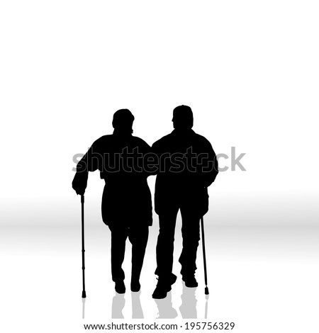 Silhouette Old Couple Keeping Hands Stock Vector 151119191 - Shutterstock