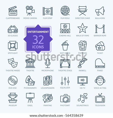 Entertainment icon set - outline icon collection, vector Entertainment icon set - outline icon collection, vector