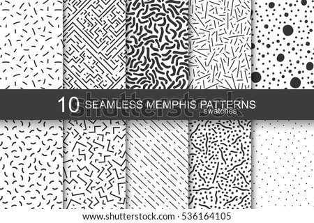 Collection of swatches memphis patterns - seamless. Retro fashion style 80-90s. Collection of swatches memphis patterns - seamless. Retro fashion style 80-90s.