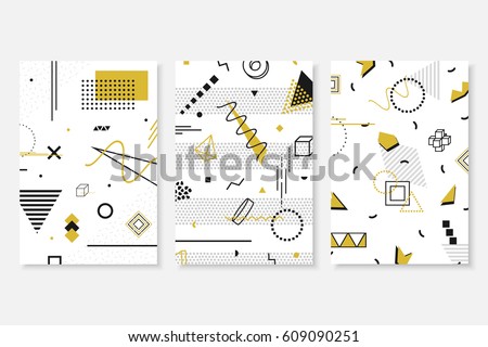 Collection of memphis cards with geometric shapes. Luxury fashioon design - 80-90s. Collection of memphis cards with geometric shapes. Luxury fashioon design - 80-90s.