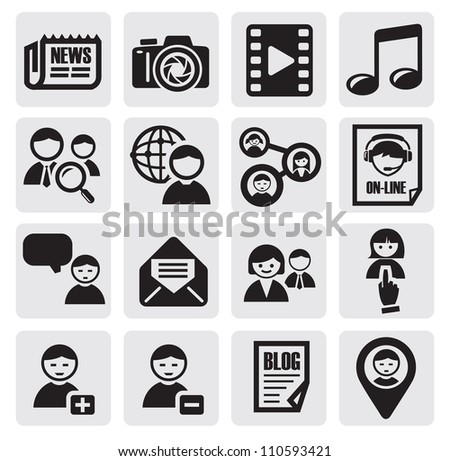 Vector Black Social Network Icon Set Stock Vector 110593421 - Shutterstock