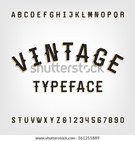 Western style retro distressed alphabet vector font. Letters and numbers. Vintage vector typography for labels, headlines, posters etc. - stock vector Western style retro distressed alphabet vector font. Letters and numbers. Vintage vector typography for labels, headlines, posters etc. - stock vector