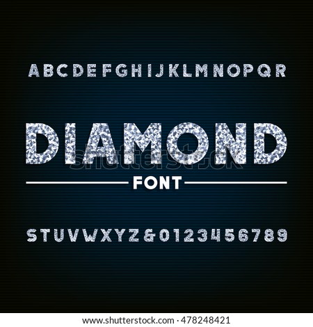 Diamond alphabet font. Brilliant letters and numbers. Stock vector typography for your design. Diamond alphabet font. Brilliant letters and numbers. Stock vector typography for your design.