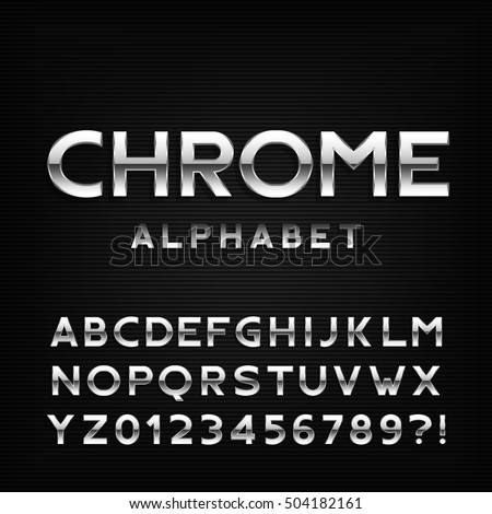 Chrome alphabet font. Metal effect italic letters and numbers. Stock vector typography for your design. Chrome alphabet font. Metal effect italic letters and numbers. Stock vector typography for your design.