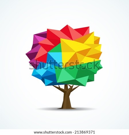 Colorful Tree Geometric Polygon Design Stock Vector 205811551