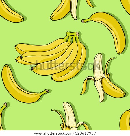 Vector Cartoon Banana Background - stock vector
