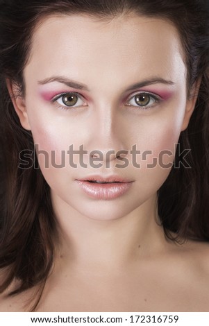 Brunette woman with pink make up and <b>eyes like</b> gimlets - stock photo - stock-photo-brunette-woman-with-pink-make-up-and-eyes-like-gimlets-172316759