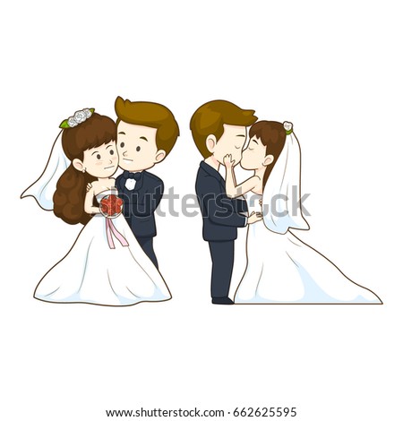 Set Cartoon Bride Groom Stock Vector 77781556 - Shutterstock