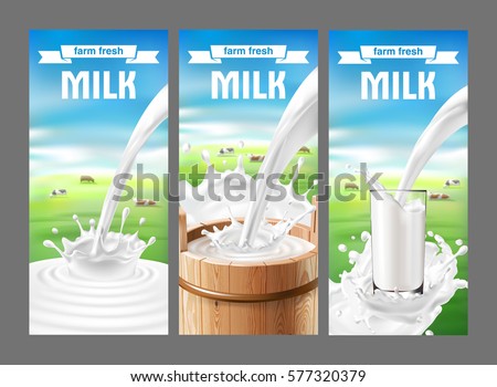 Vector illustration of a set of labels for milk and dairy Vector illustration of a set of labels for milk and dairy