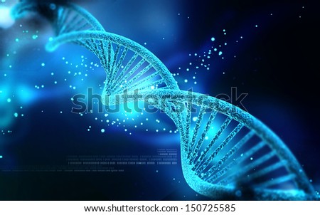 Digital illustration DNA structure in colour background  - stock photo