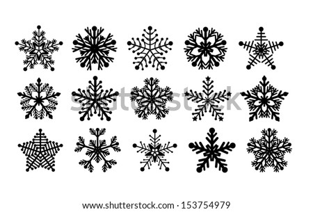 Snowflakes Icons Shadow On Black White Stock Vector 114051451