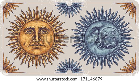 Hand-drawn sun and moon. | Sun and moon drawings, Sun moon, How to draw