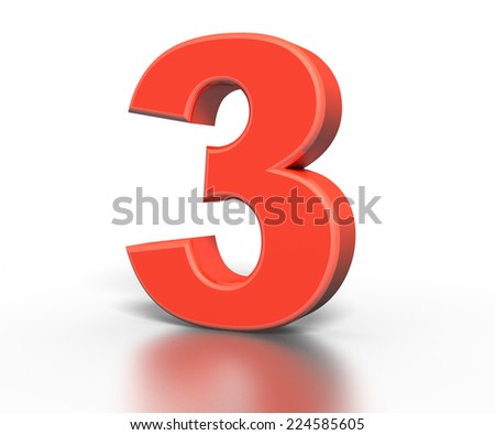 3d Shiny Red Number Collection 3 Stock Illustration 120044449 ...