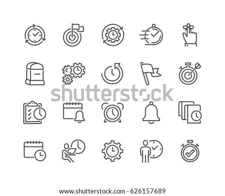 Simple Set of Time Management Related Vector Line Icons.
Contains such Icons as Milestone, Reminder, Goal, Working Hours and more.
Editable Stroke. 48x48 Pixel Perfect. Simple Set of Time Management Related Vector Line Icons.
Contains such Icons as Milestone, Reminder, Goal, Working Hours and more.
Editable Stroke. 48x48 Pixel Perfect.