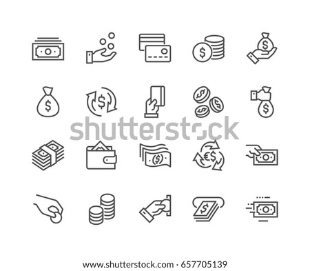 Simple Set of Money Related Vector Line Icons.
Contains such Icons as Wallet, ATM, Bundle of Money, Hand with a Coin and more. Editable Stroke. 48x48 Pixel Perfect. Simple Set of Money Related Vector Line Icons.
Contains such Icons as Wallet, ATM, Bundle of Money, Hand with a Coin and more. Editable Stroke. 48x48 Pixel Perfect.