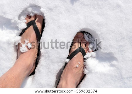 Standing Flip Flops Snow Stockfoto Lizenzfrei Shutterstock