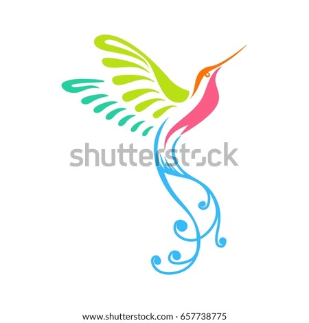 Stylized Hummingbirds or Colibri with colorful artistic ornament, good for logo, icon, t-shirt, mascot, or even a poster