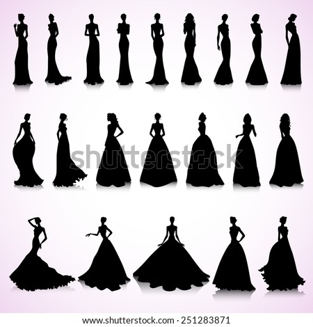 Silhouettes of wedding dresses